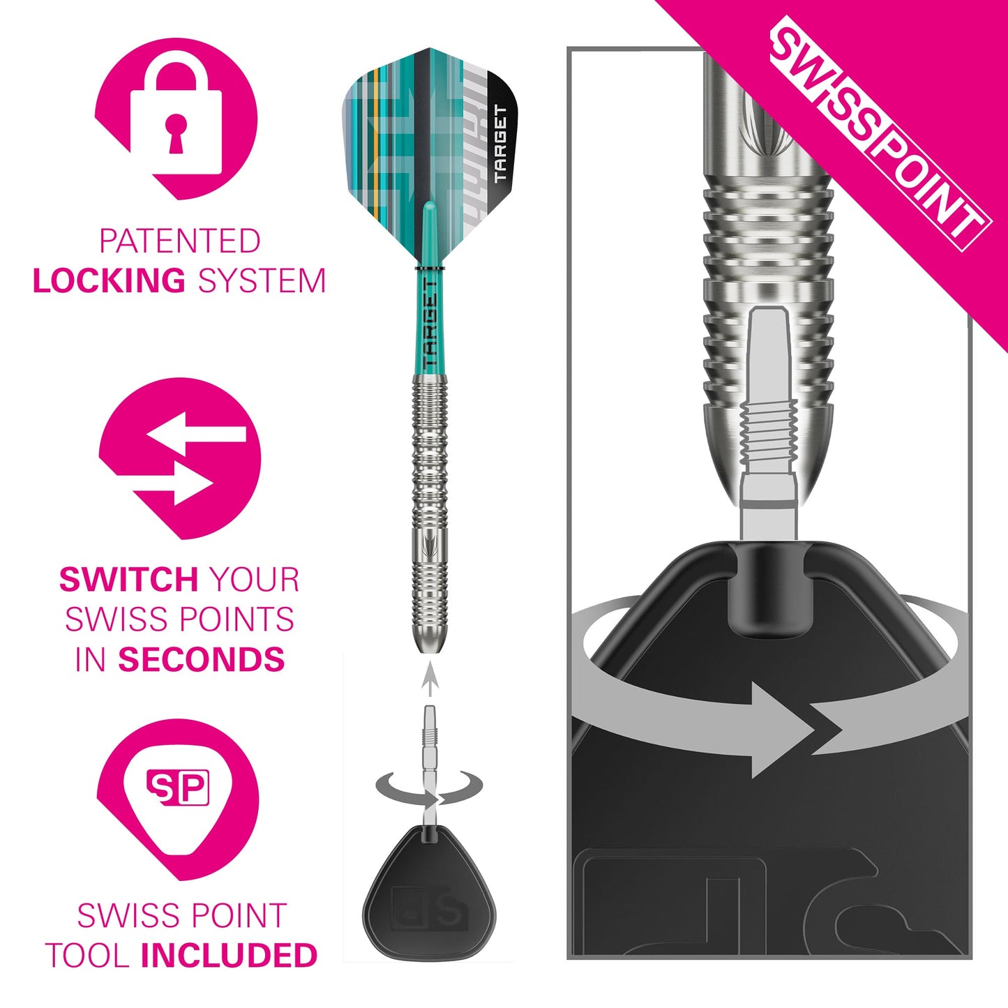 TARGET - 23g - Hydro SP 02 - Steel Tip Swiss Point - 90% Tungsten Darts