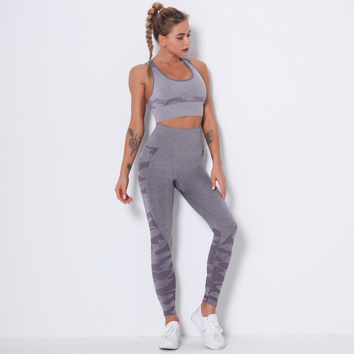 Seamless camouflage bra set for women