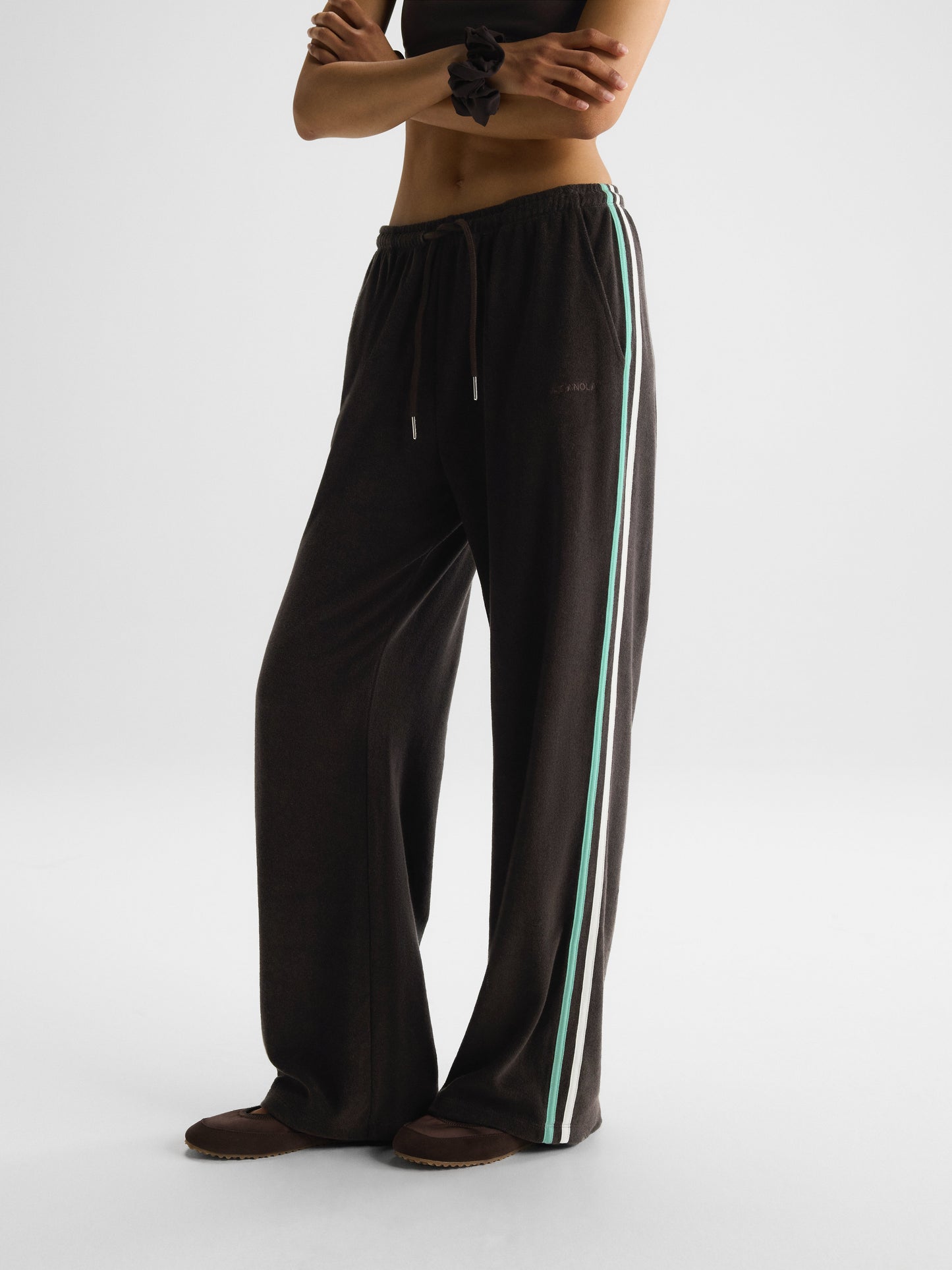 Terry Towelling Straight Leg Trousers - Coffee Bean