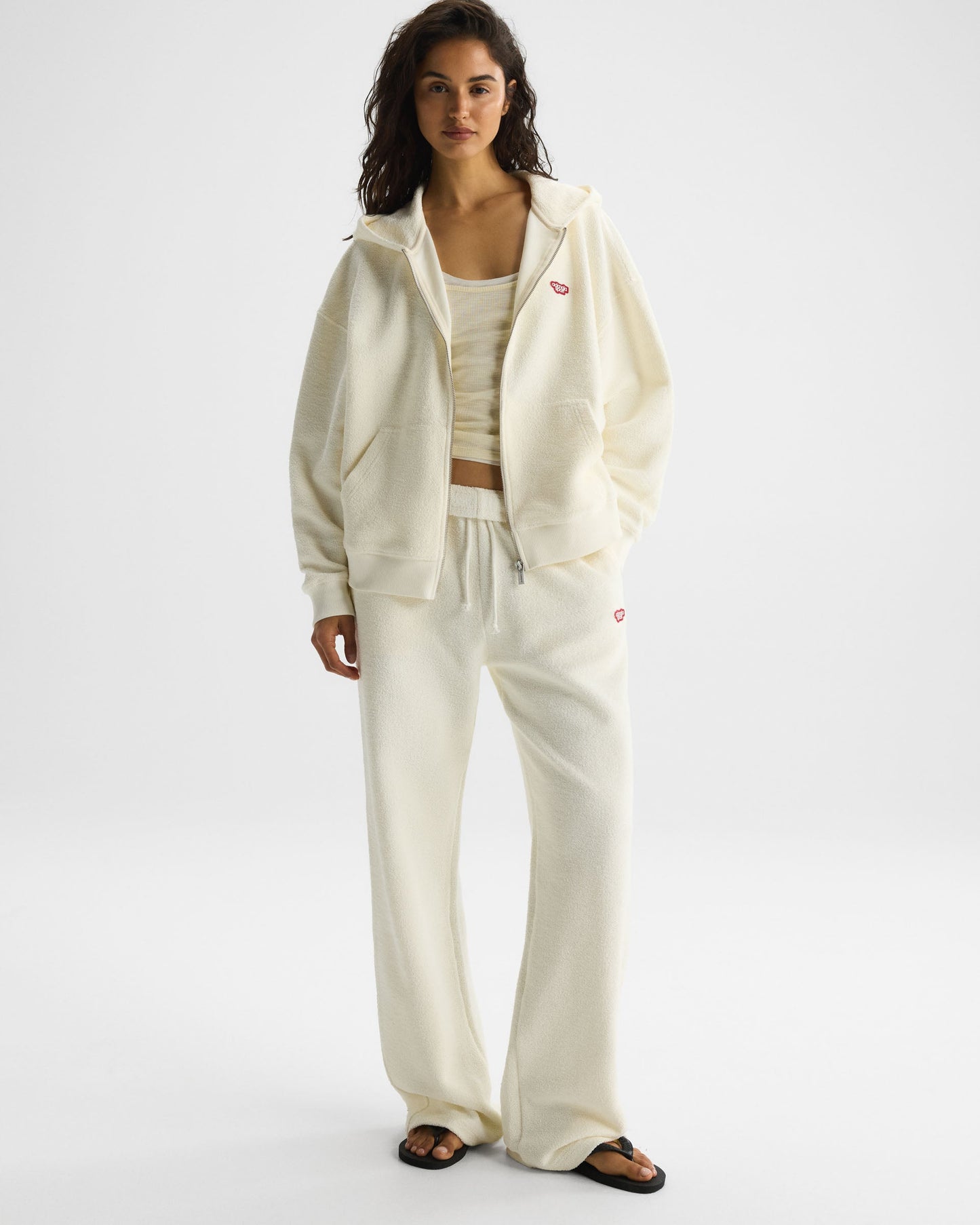 AS Reverse Loopback Zip Through Hoodie - Marshmallow White