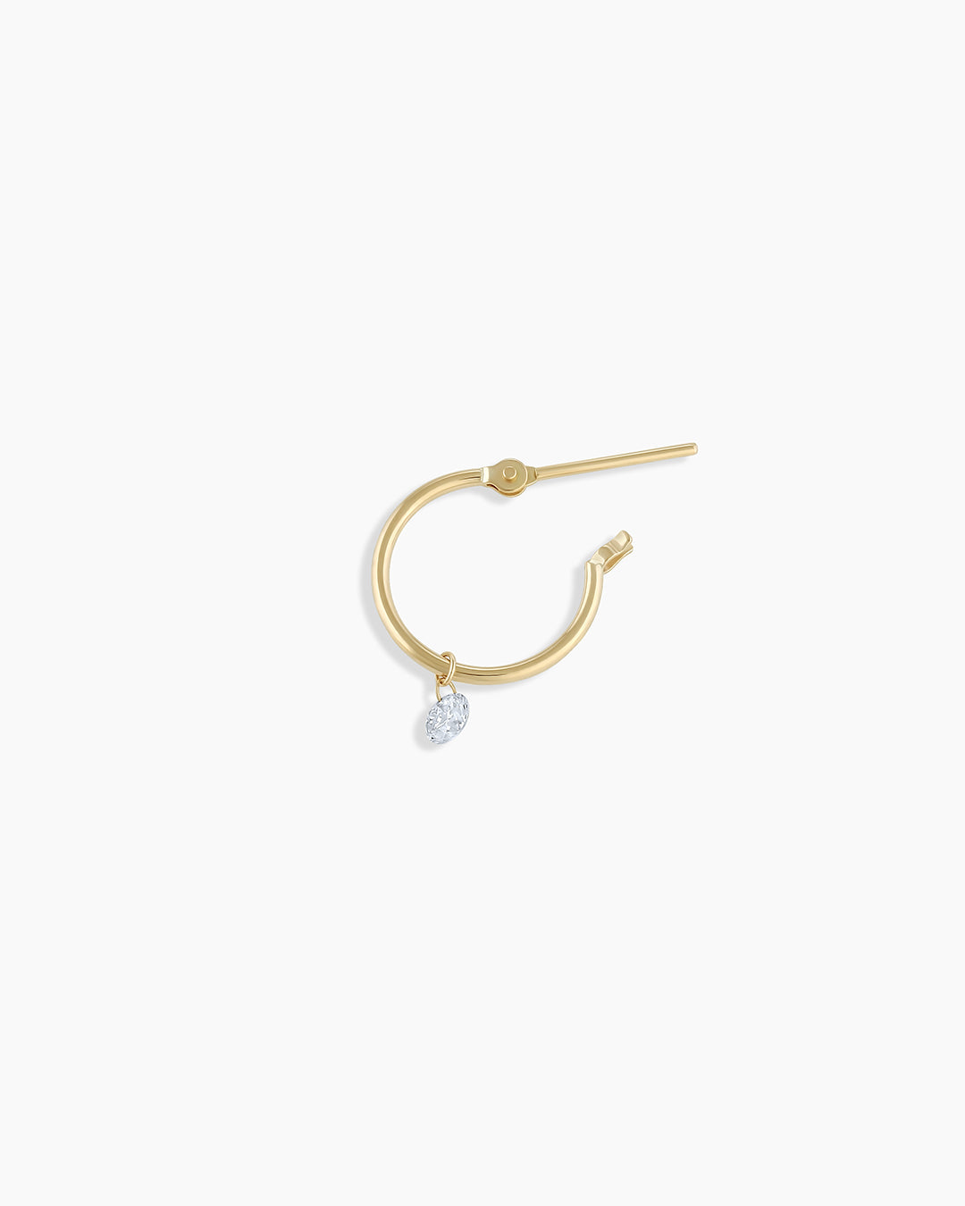 18K Floating Diamond Single Huggie
