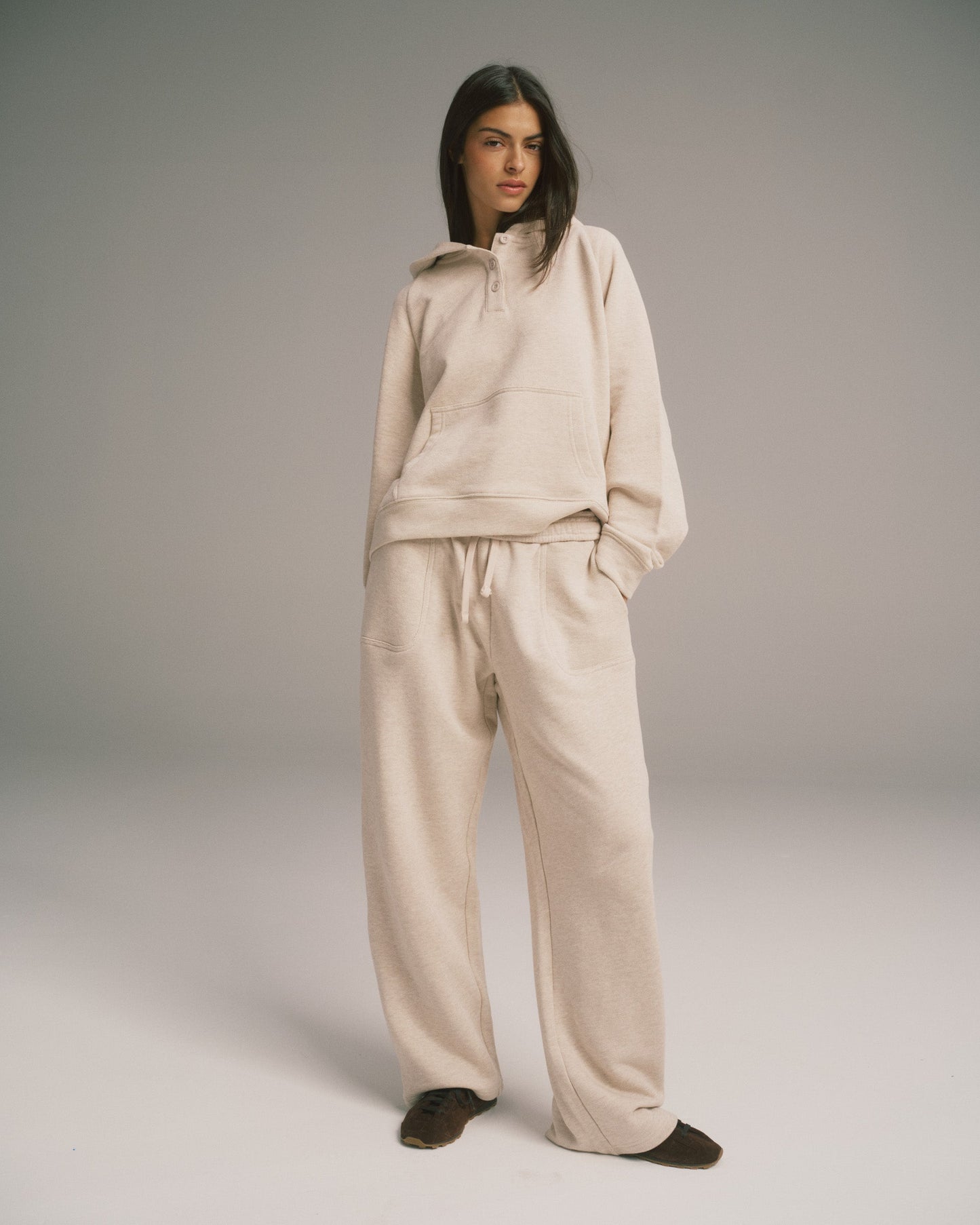 Loopback Straight Leg Sweatpants - Oatmeal Melange
