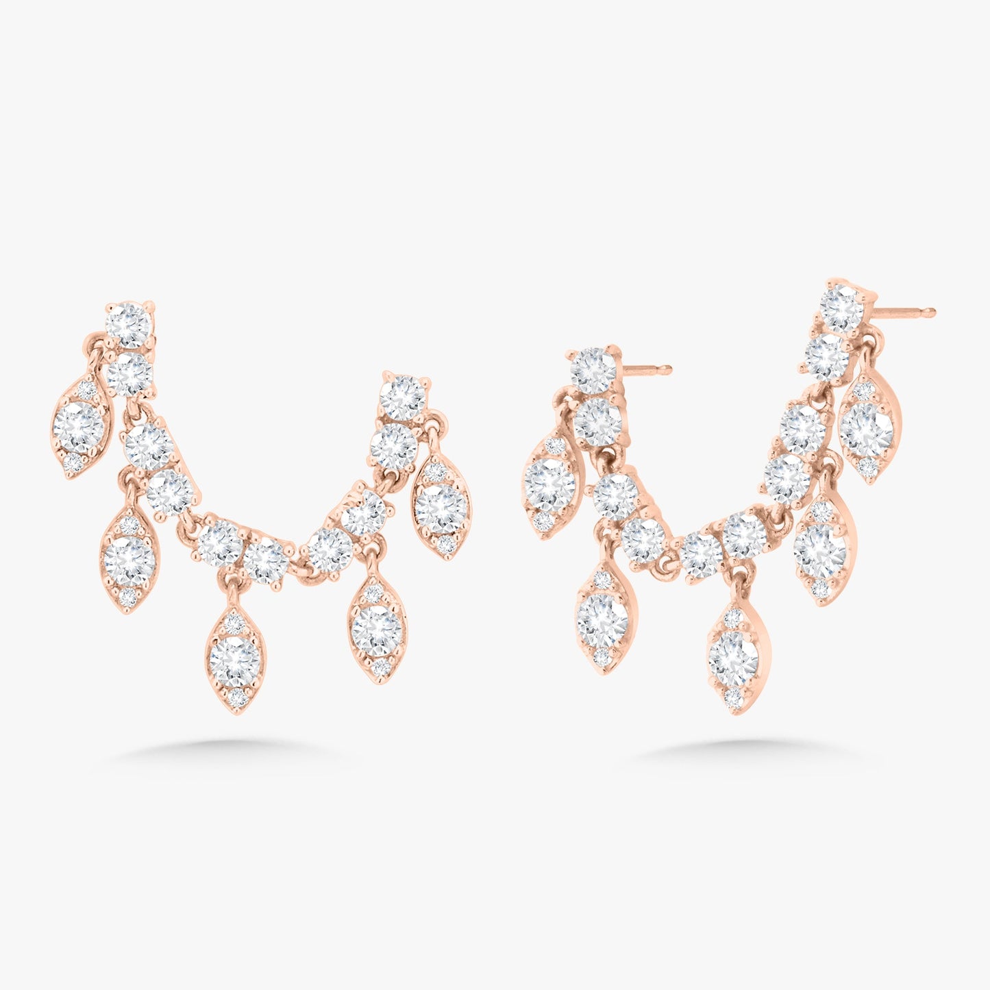 Marquise Drops Double Piercing Diamond Stud Earrings 0.99 ctw