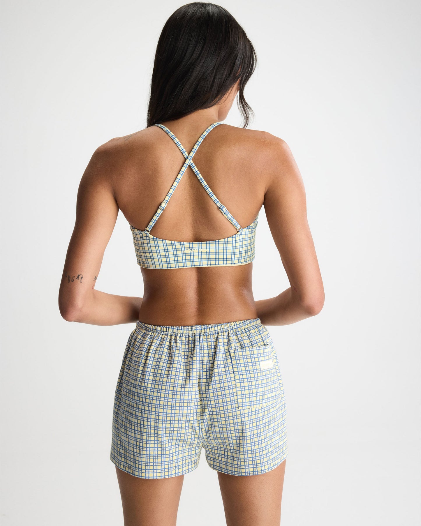 Checked Slub Lounge Shorts - Buttercream