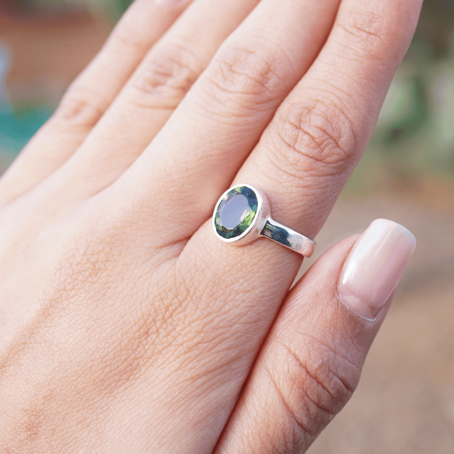 Moldavite Sterling Silver Ring