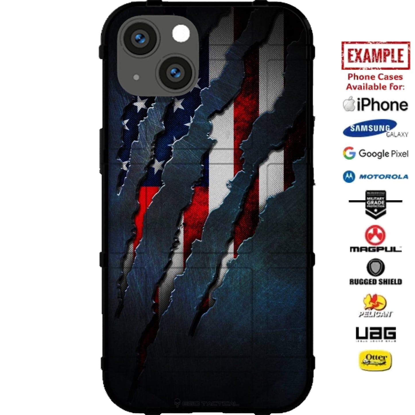 Scratched US Flag Custom Printed Case Design for Apple, Samsung, Google & Motorola Phone Models Design