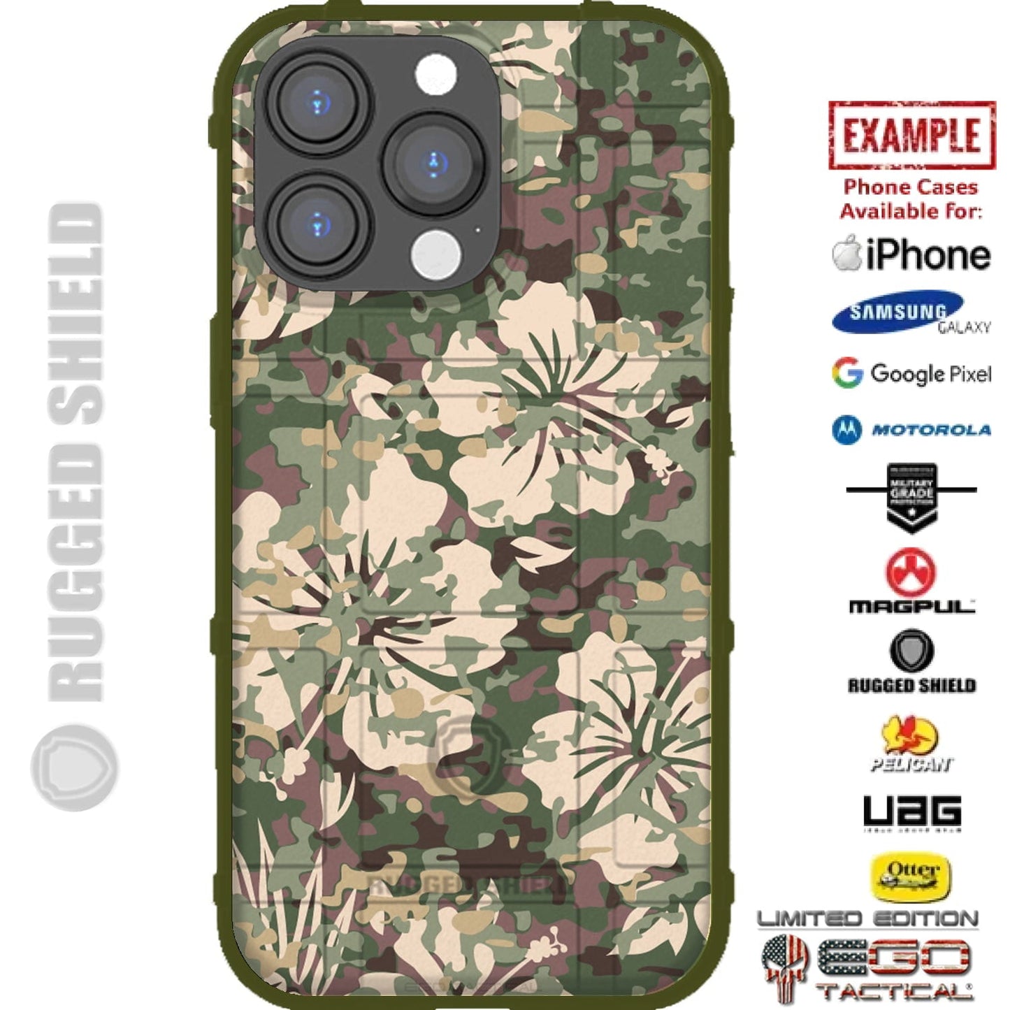OD Green FDE Tropical Camo Print Custom Printed Case Design for Apple, Samsung, Google & Motorola Phone Models