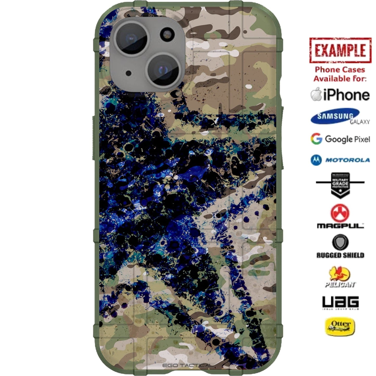 Cowboys Blue Artistic Star on Multicam OCP Scorpion Camouflage Custom Printed Case Design for Apple, Samsung, Google & Motorola Phone Models