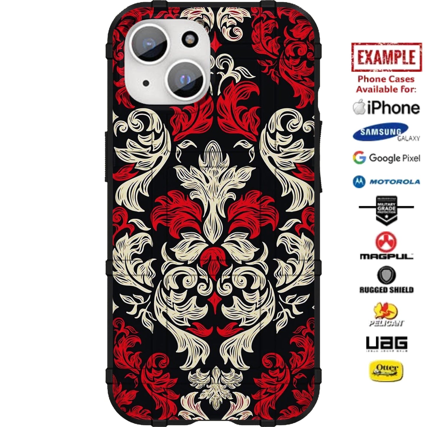 Red Aesthetic Black Texture Custom Printed Case Design for Apple, Samsung, Google & Motorola Phone Models