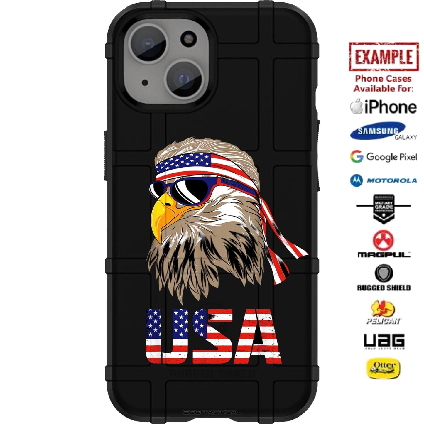 Eddie the Eagle Mullet & Glasses USA Design Custom Printed Case Design for Apple, Samsung, Google & Motorola Phone Models
