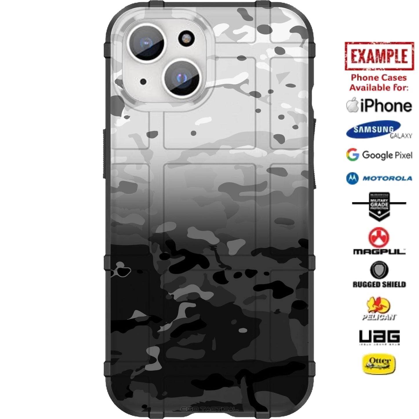 Multicam Alpine fade to Multicam Black Camouflage Custom Printed Case Design for Apple, Samsung, Google & Motorola Phone Models