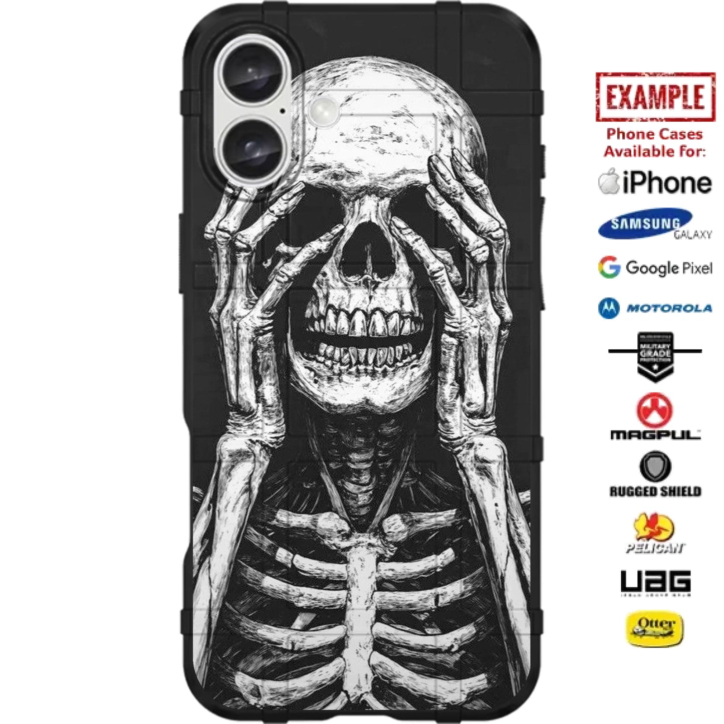Skeleton Covering Face & Eyes Print Custom Printed Case Design for Apple, Samsung, Google & Motorola Phone Models