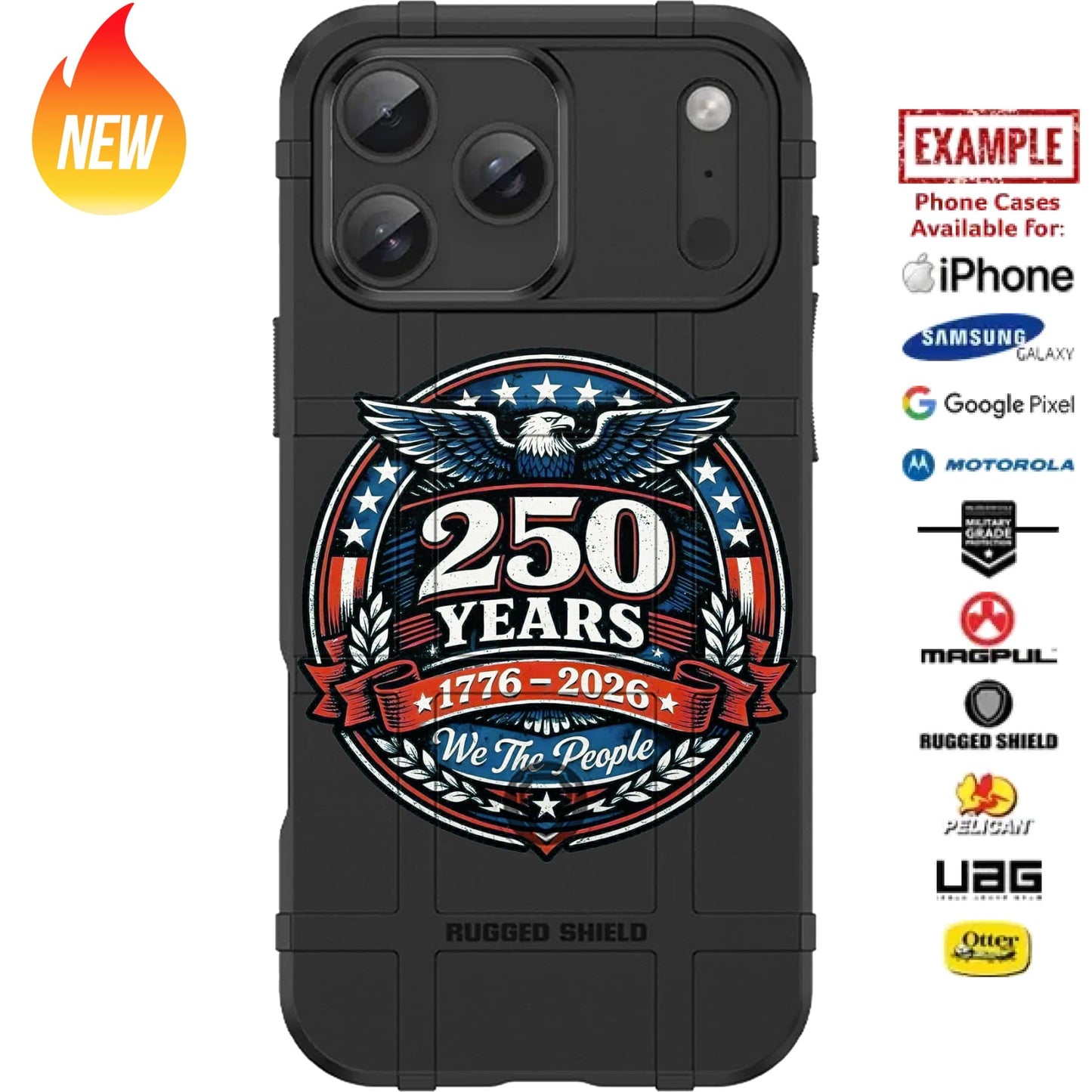 250 Years Eagle Seal We The People - USA's 250th Semiquincentennial Anniversary Custom Printed Case Design for Apple, Samsung, Google & Motorola Phone Models