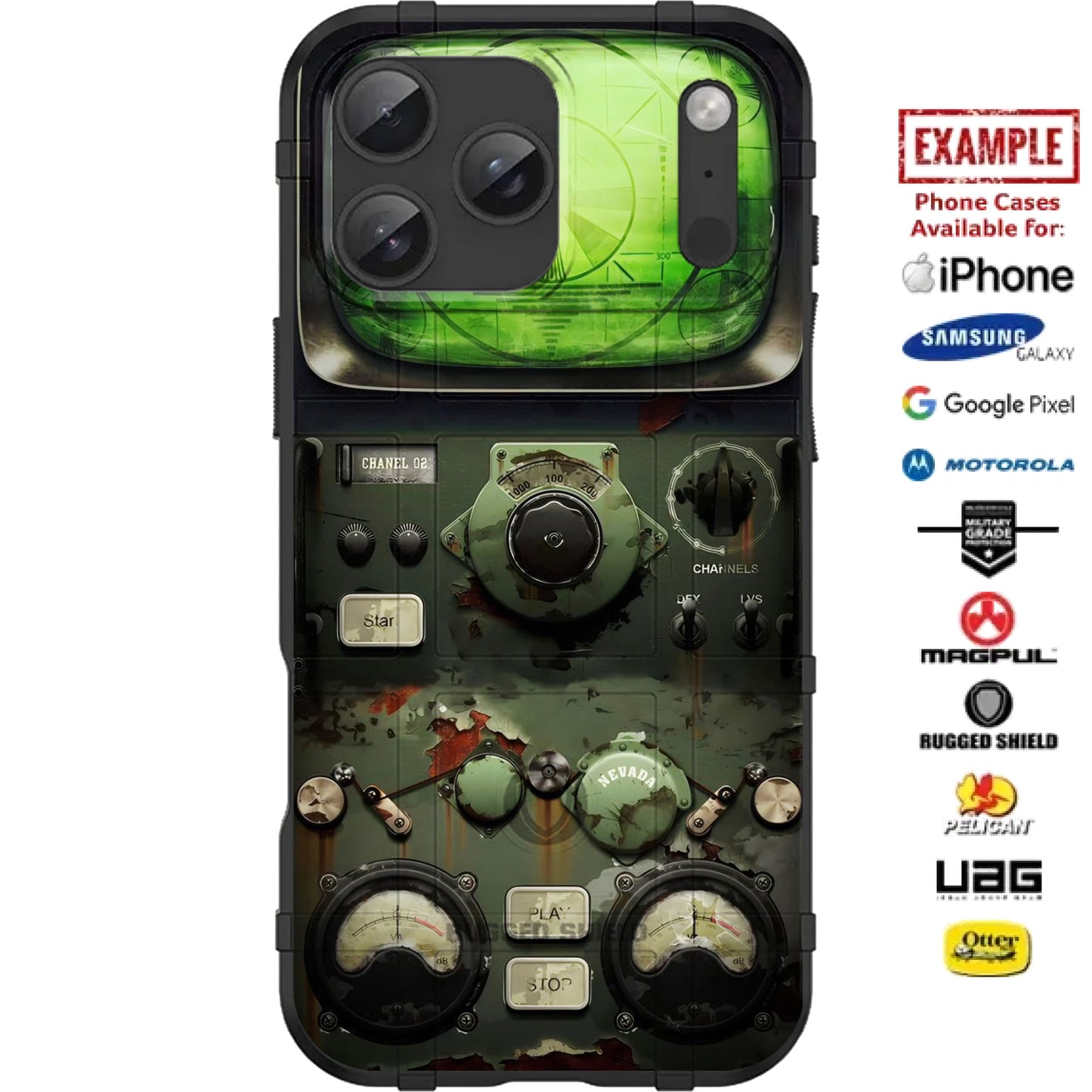 Geiger Counter Radiation Meter Custom Printed Case Design for Apple, Samsung, Google & Motorola Phone Models