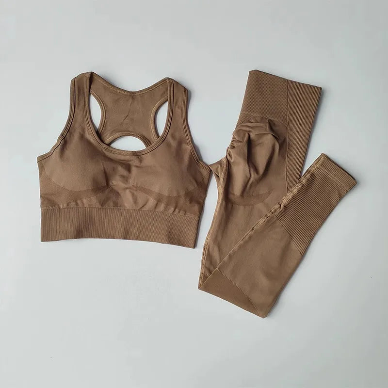 Women's Fitness Yoga Set - Sports Bra & High Waist Leggings