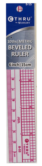 Clear Metric Beveled Ruler 6"