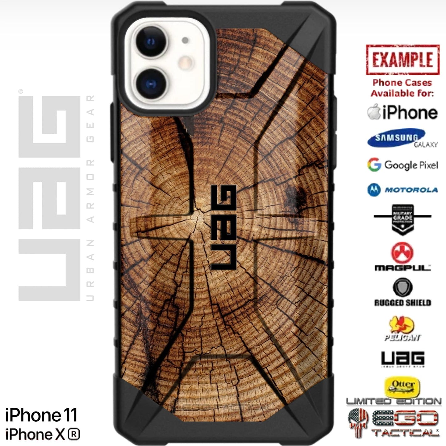 Tree Trunk Stump Woodgrain Pattern Print Custom Printed Case Design for Apple, Samsung, Google & Motorola Phone Models