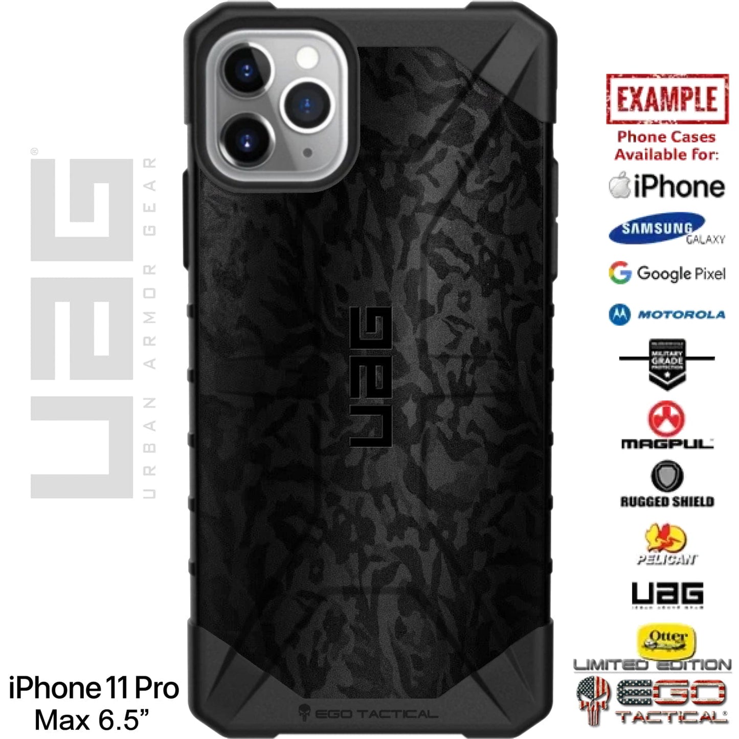 Shadow Black Camouflage Custom Printed Case Design for Apple, Samsung, Google & Motorola Phone Models