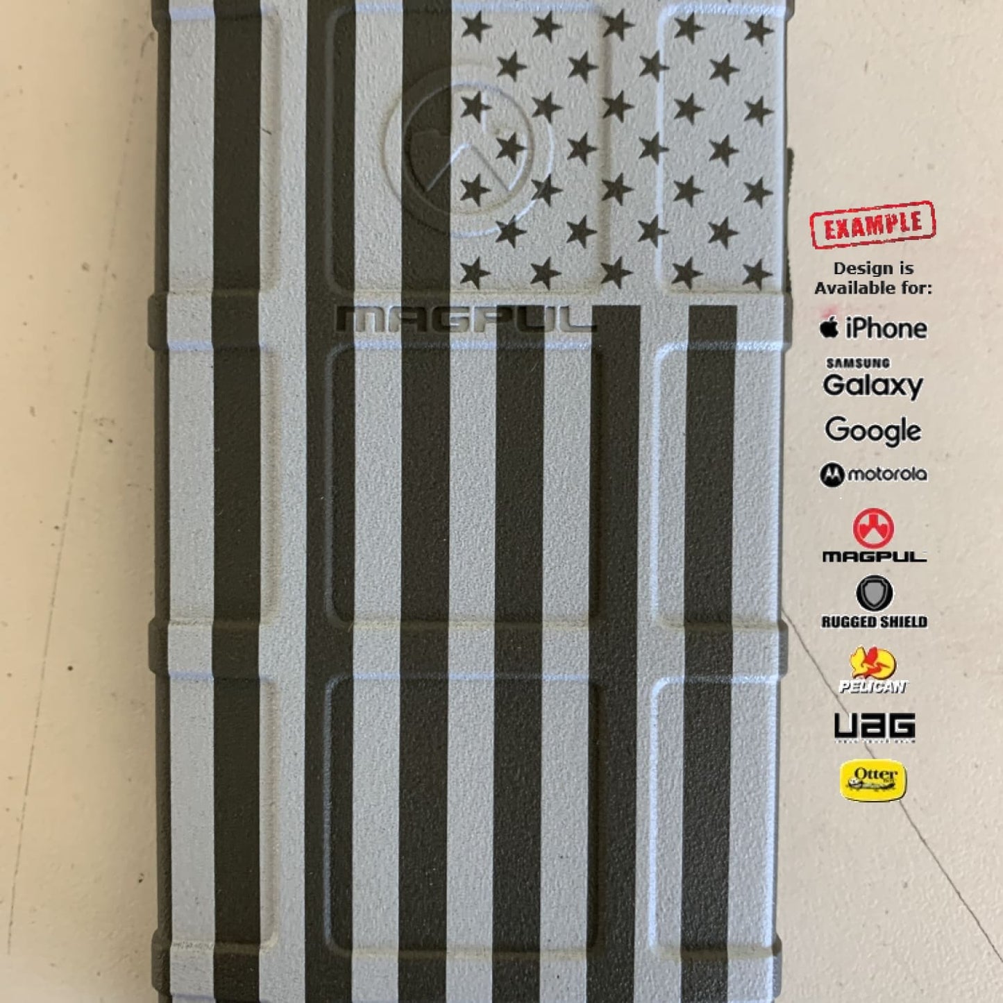 CLEARANCE - Magpul Industries Custom UV-Laser Printed Apple iPhone 5 iPhone 5S Only WHITE FLAG ON BLACK BACKGROUND EGO118