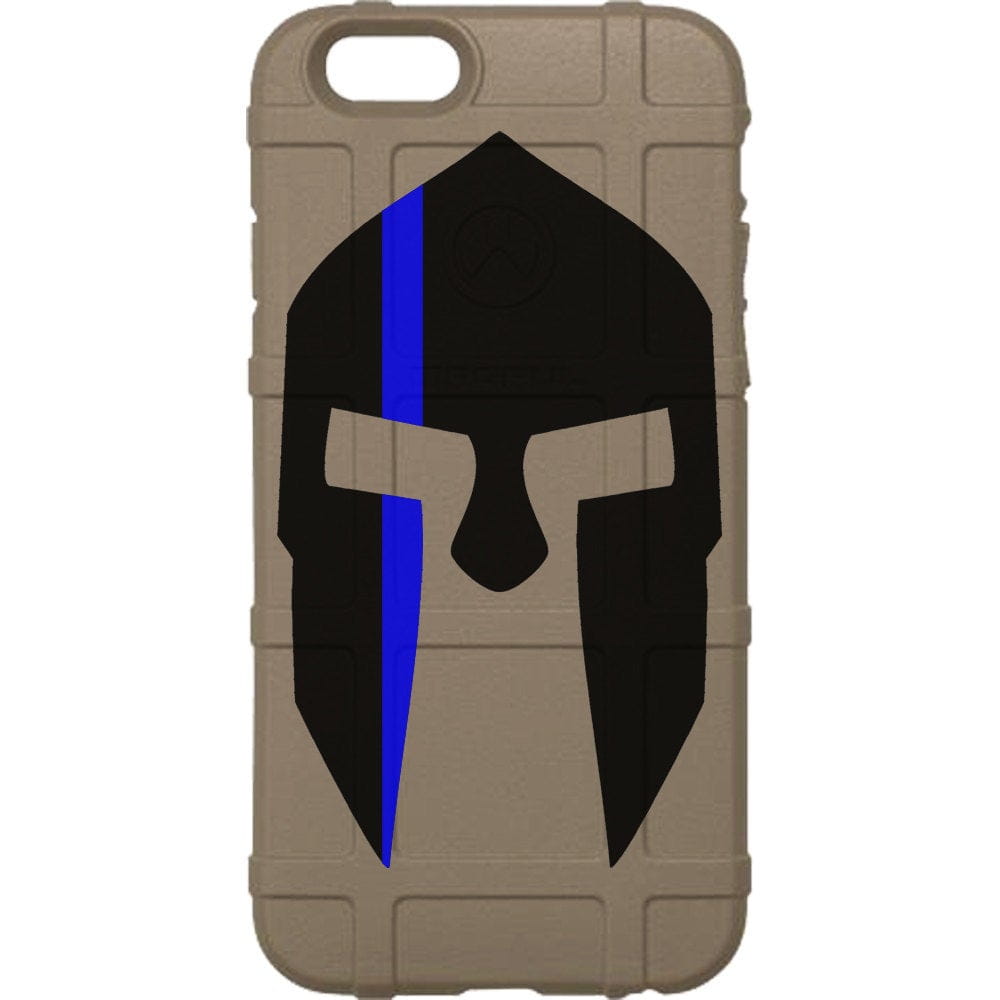 Spartan Helmet, Thin Blue Line, Police Officers Custom Printed Case Design for Apple, Samsung, Google & Motorola Phone Models