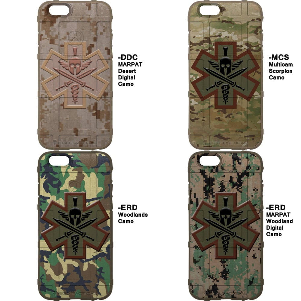 Spartan Combat Medic Military Star of Life Patch on Camouflage Custom Printed Case Design for Apple, Samsung, Google & Motorola Phone Models