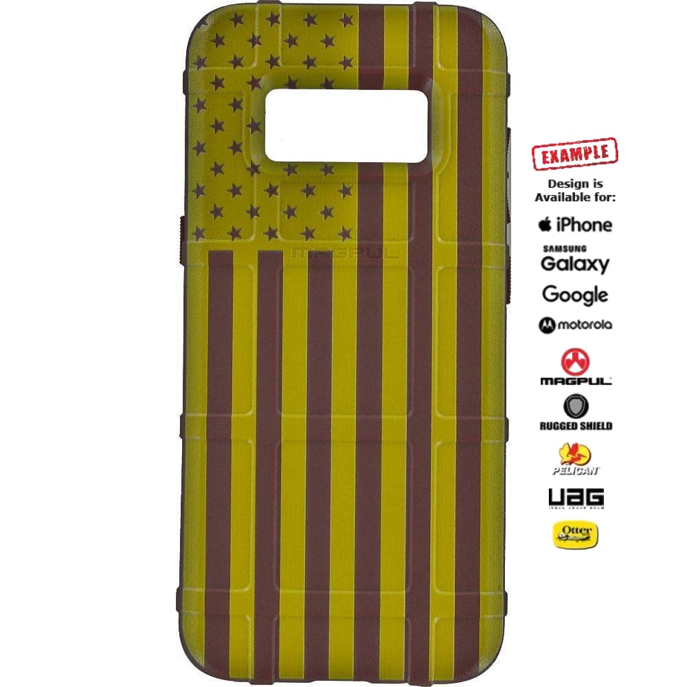CLEARANCE - Magpul Industries Custom UV-Laser Printed Samsung Galaxy S8 ONLY US American Flag in Yellow on Crimson Blood Red Case -EGO68