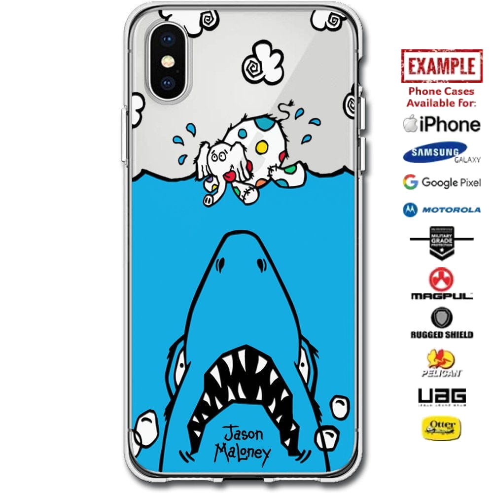 Jason Maloney Art Series: Tippsy The Elephant & Chum The Shark "JAWZ! Tippsy Cloud" Limited Edition Custom UV-Printed Custom Printed Case Design for Apple, Samsung, Google & Motorola Phone Models