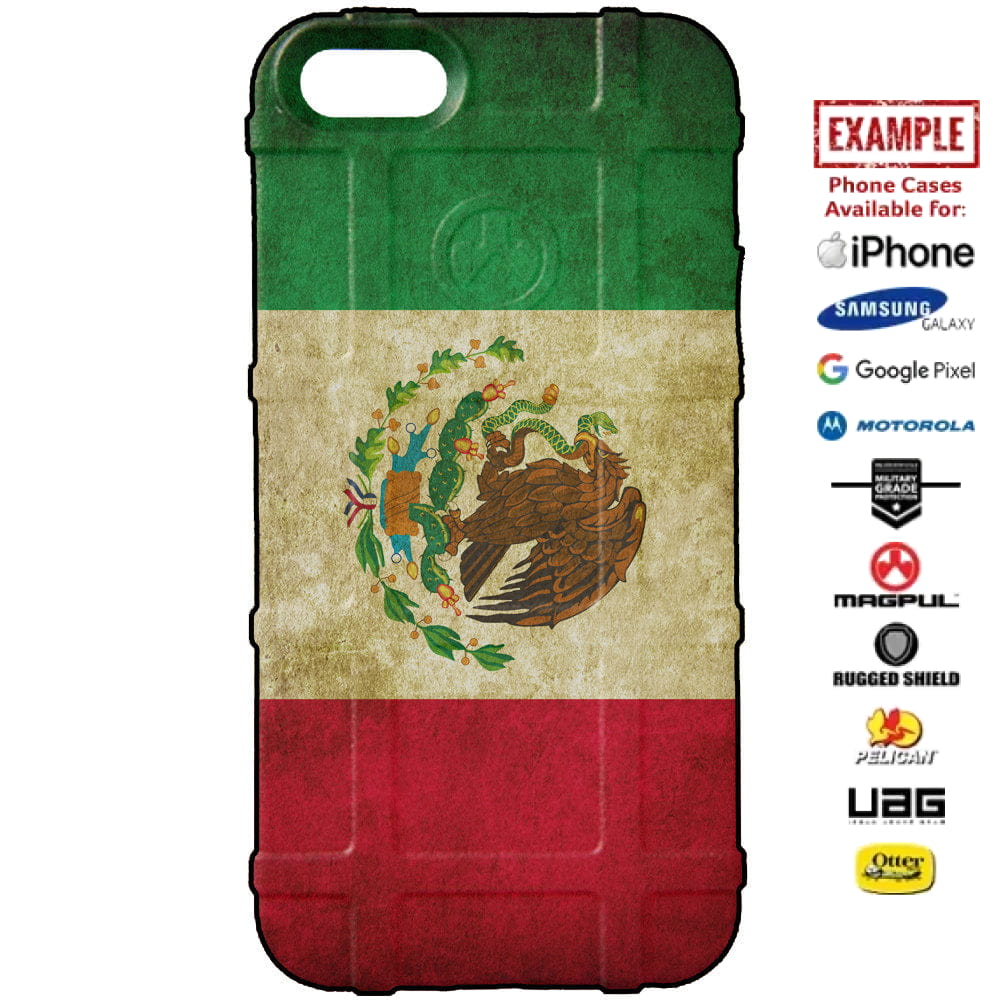 Weathered Mexican Flag Custom Printed Case Design for Apple, Samsung, Google & Motorola Phone Models