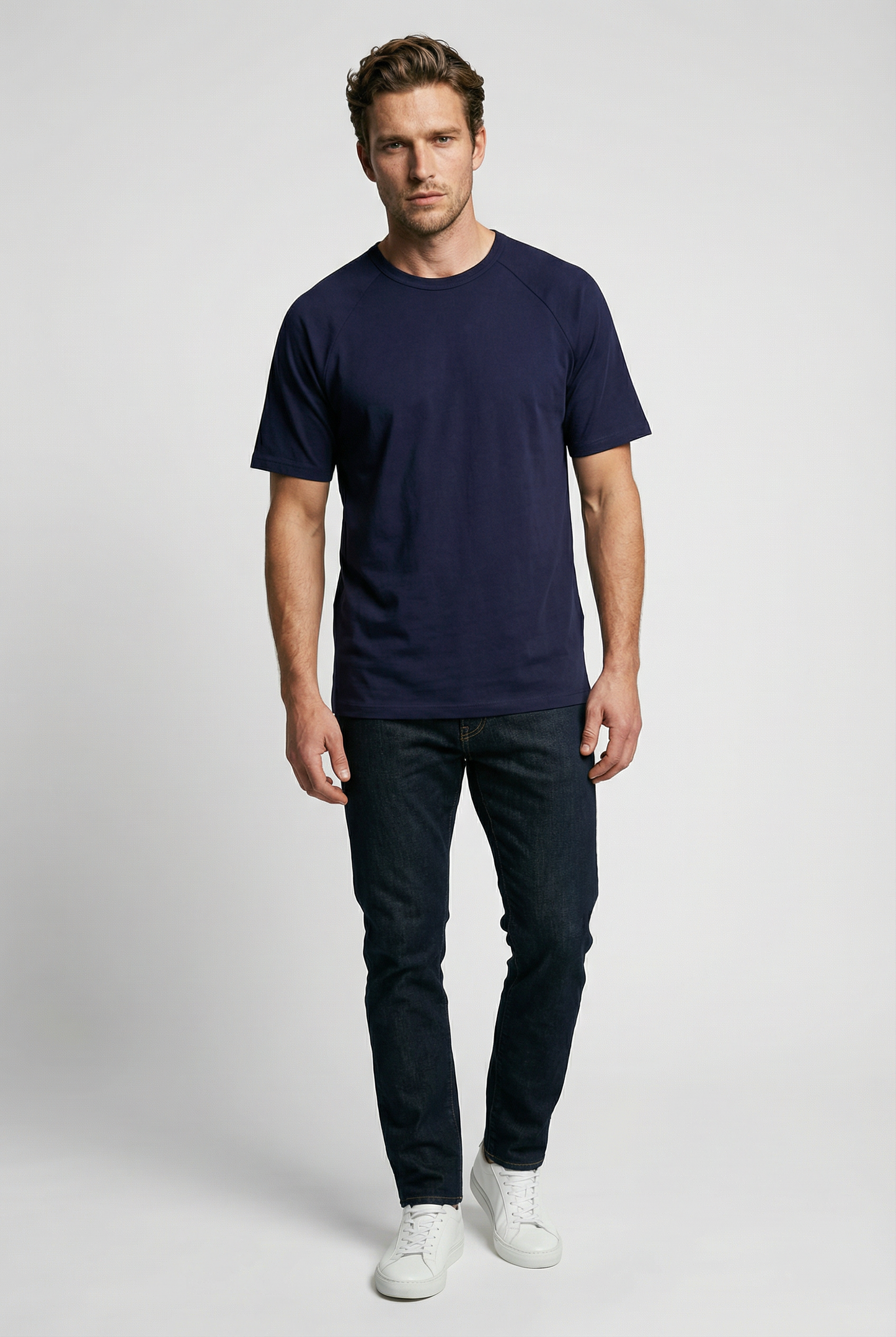 Hoxton Raglan Sleeve Fitted T-shirt - Navy
