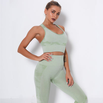 Seamless camouflage bra set for women