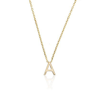 Solid Gold Miniature Initial Letter Necklace