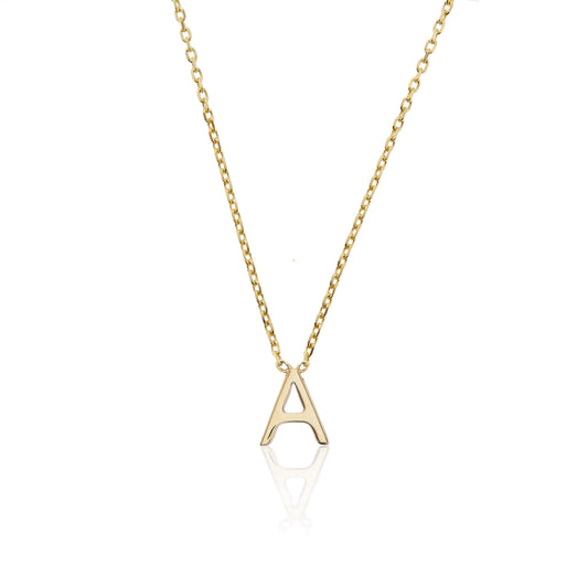 Solid Gold Miniature Initial Letter Necklace