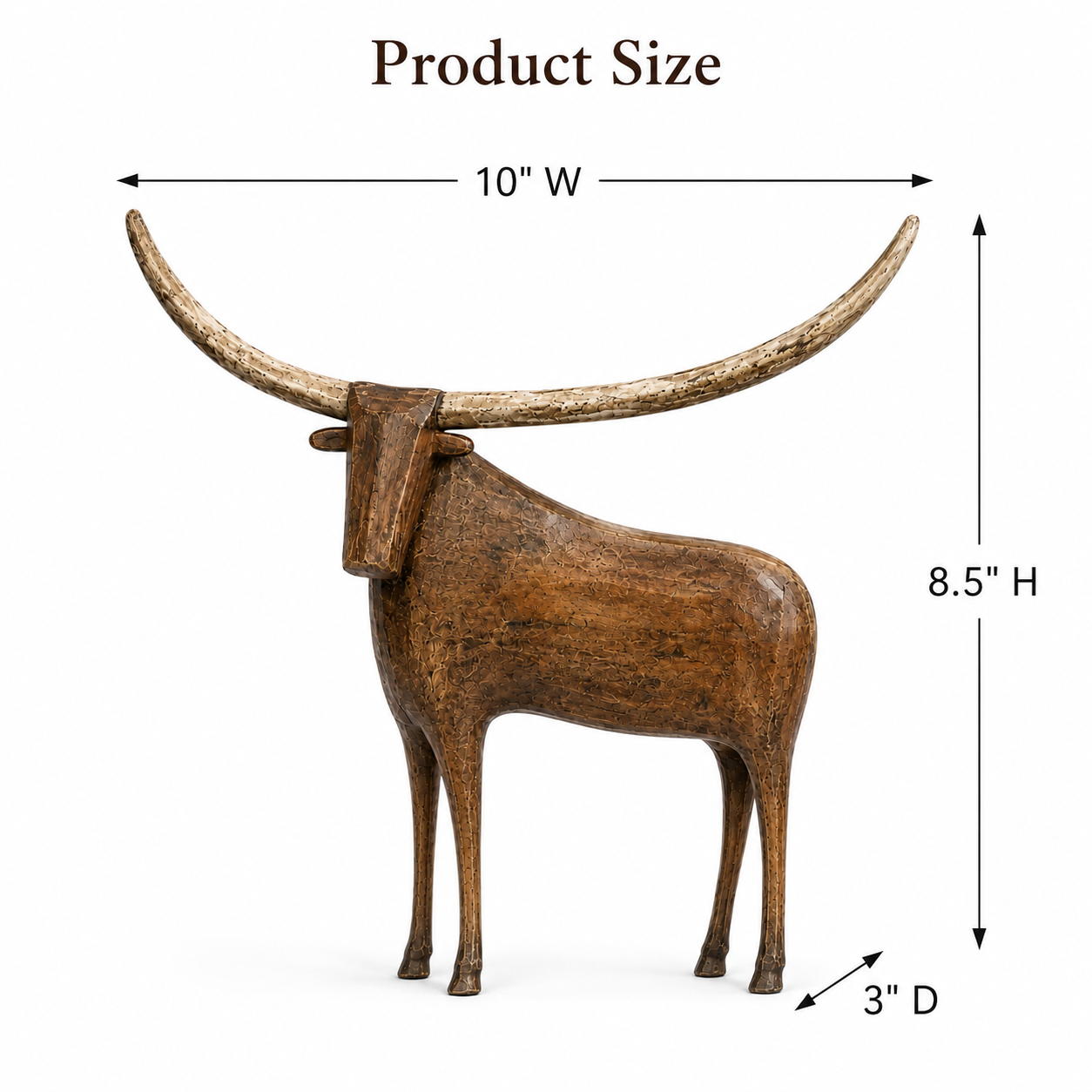 Vintage Longhorn Bull Sculpture