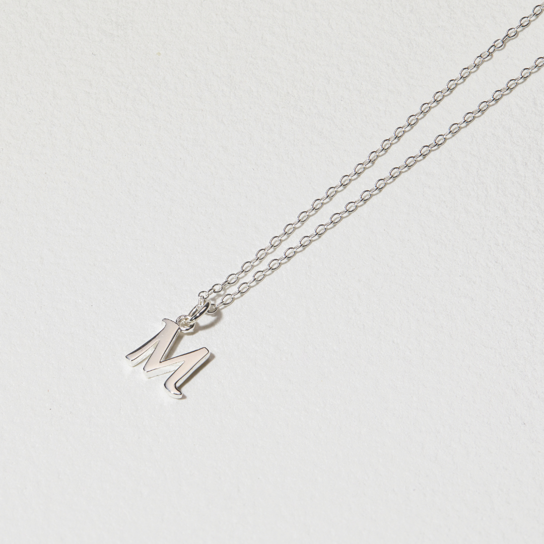 Silver Curve Initial Letter Necklace