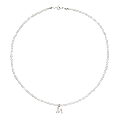 Silver Small Pearl Initial Letter Choker