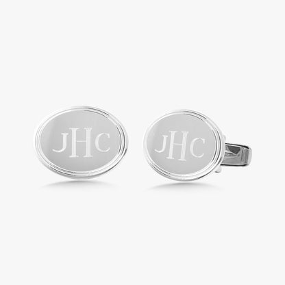 14k Oval Cuff Links with Double Line Border