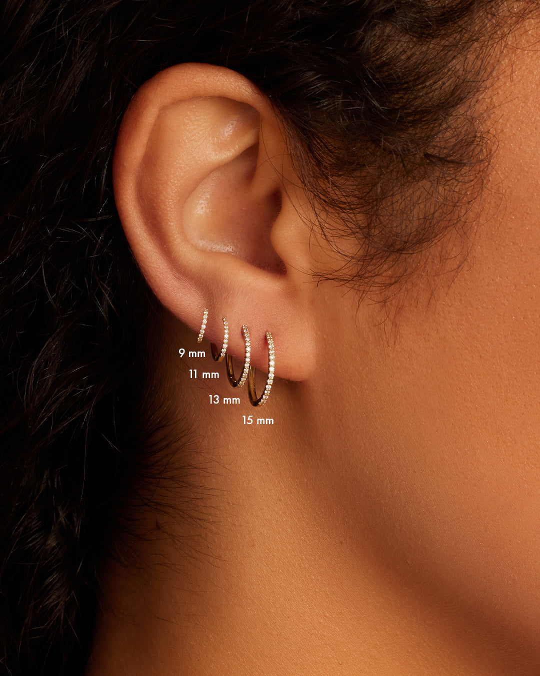 14K Diamond Pavé Single Huggie