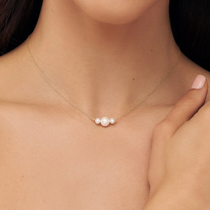 Rose Gold Multi Pearl Cluster Necklace