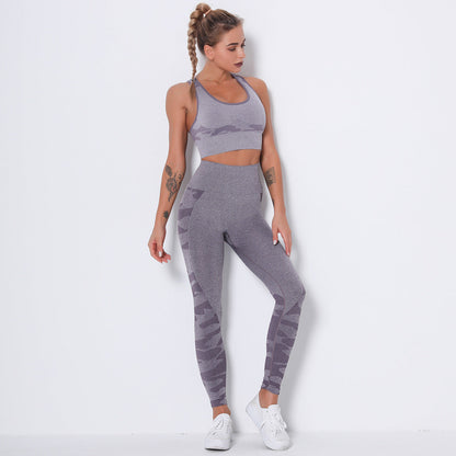 Seamless camouflage bra set for women