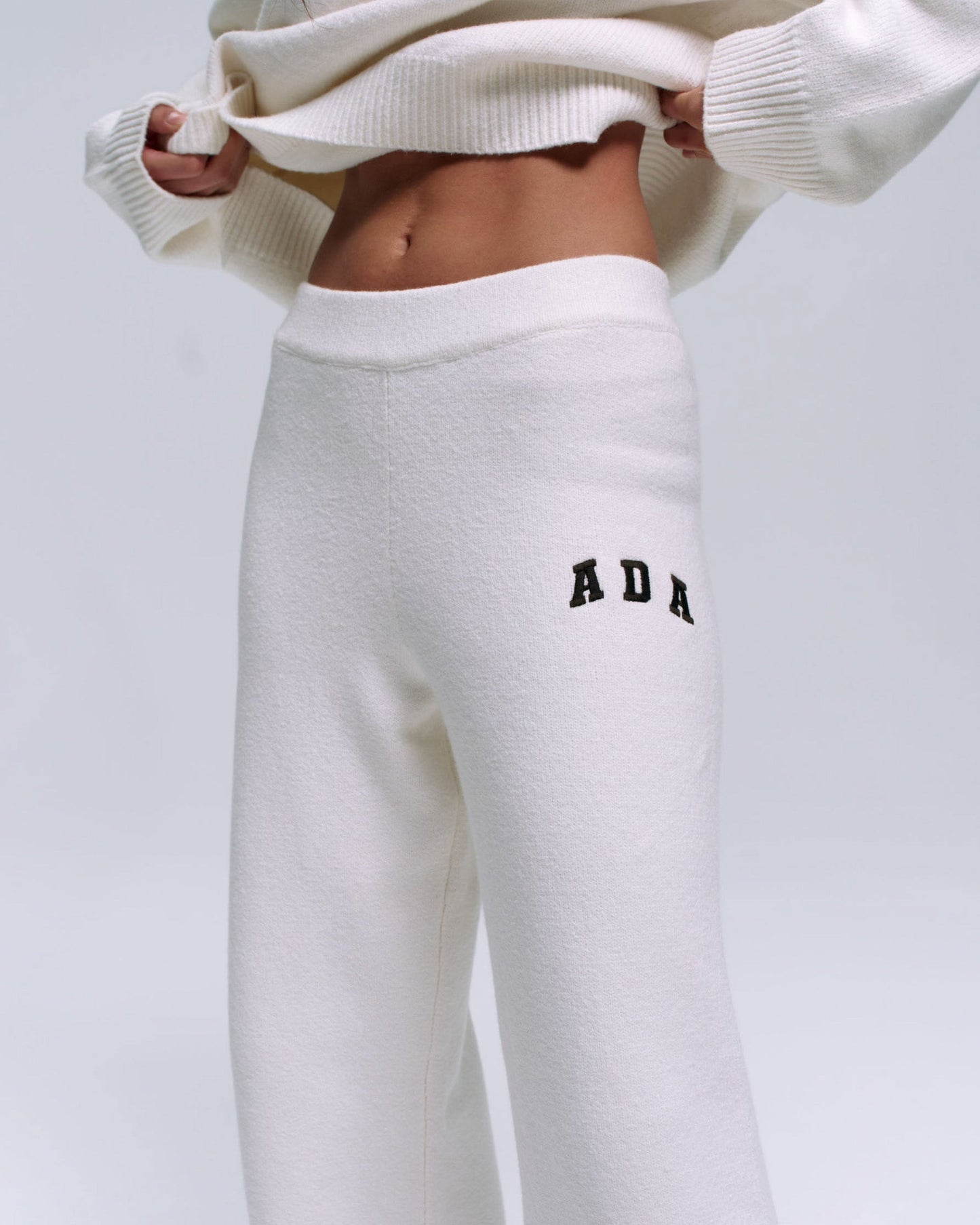 ADA Knit Straight Leg Sweatpants - Cream/Coffee Bean