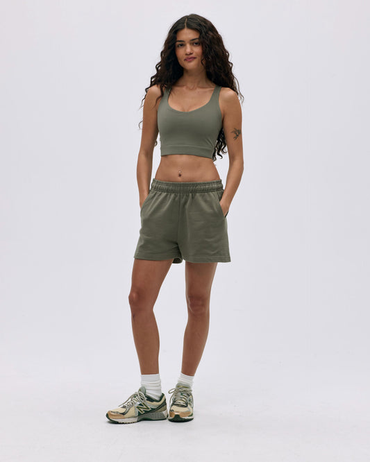Branded Sweat Shorts - Olive Green