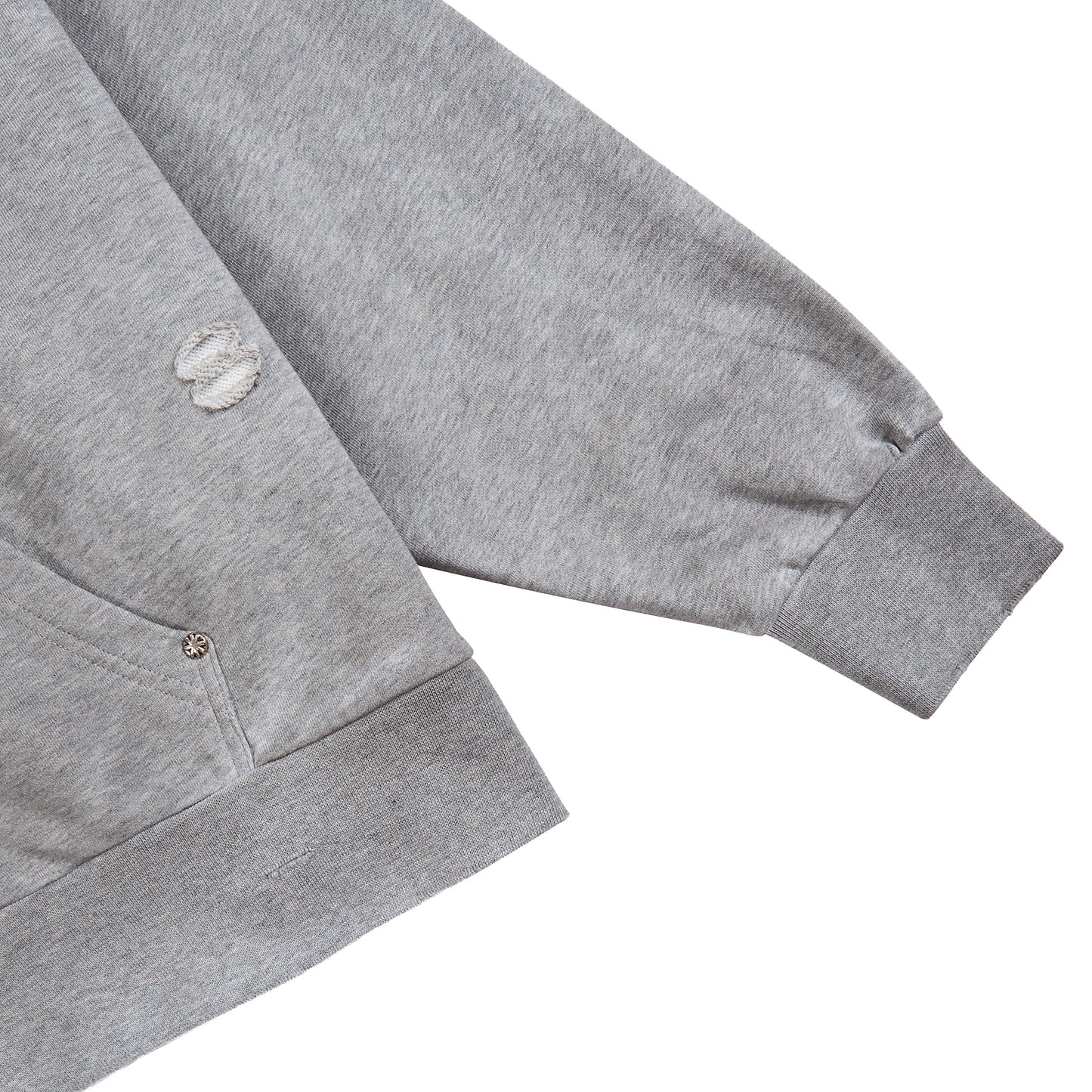 Distressed Script Zip Up Hoodie | Grey