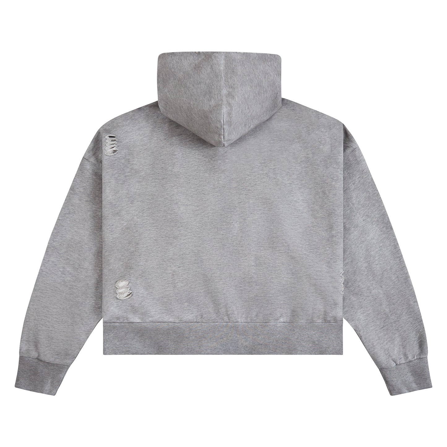 Distressed Script Zip Up Hoodie | Grey