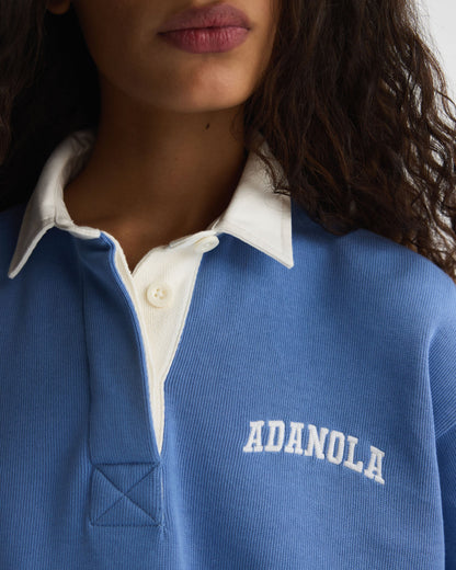 Varsity Oversized Rugby Top - Blossom Blue/Marshmallow White