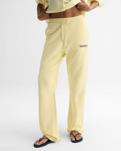Retro AS Rib Waistband Straight Leg Sweatpants - Buttercream/Navy Blue