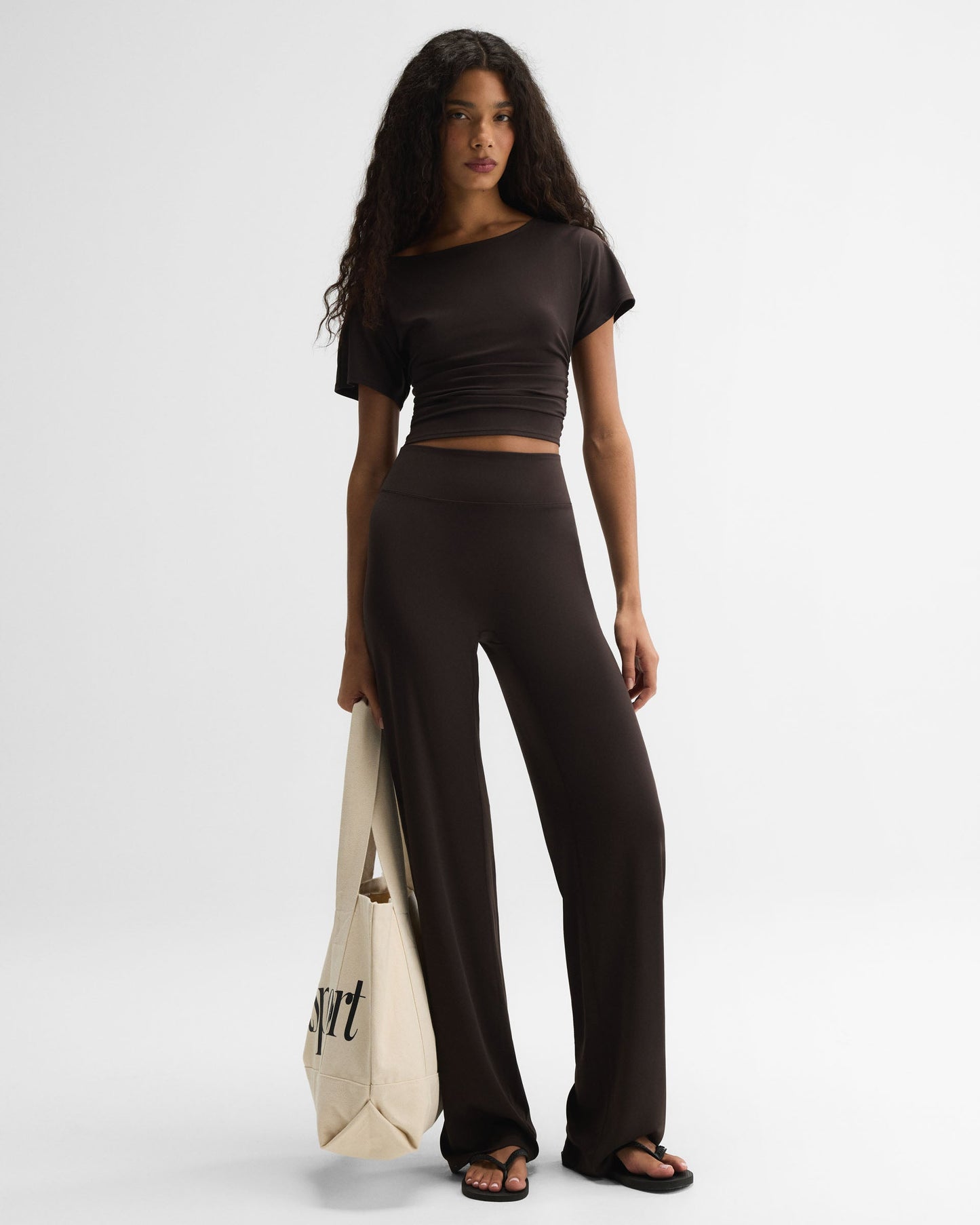 Straight Leg Yoga Pants - Coffee Bean