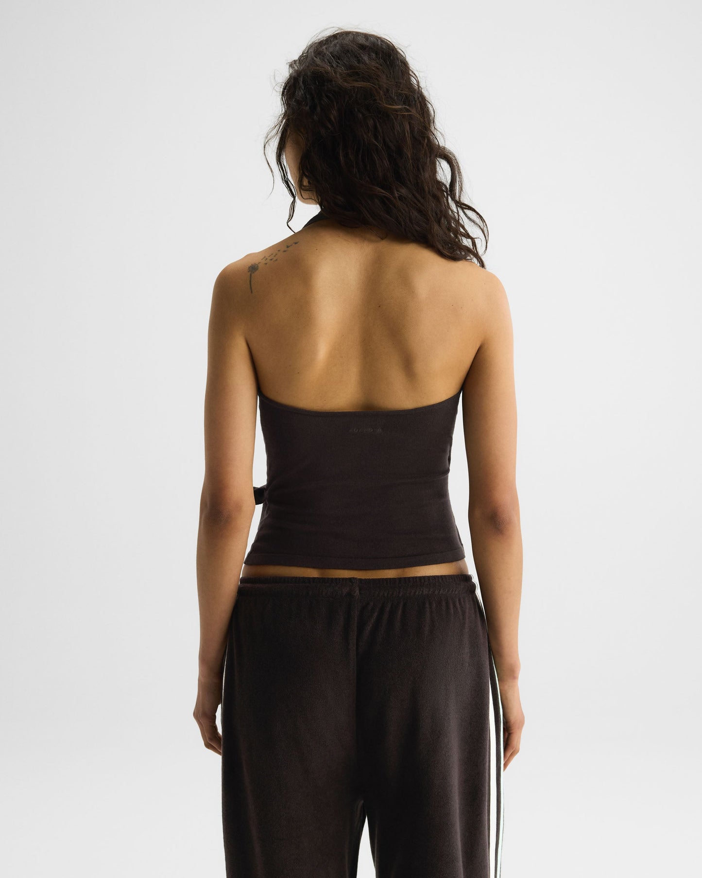 Fine Gauge Knit Halter Neck Top - Coffee Bean