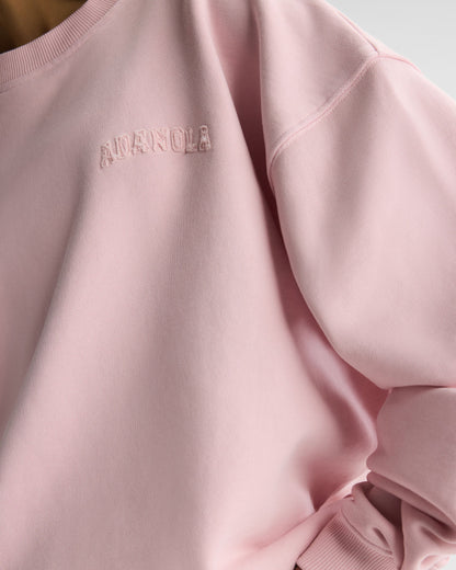 Varsity Applique Washed Oversized Sweatshirt - Soft Pink