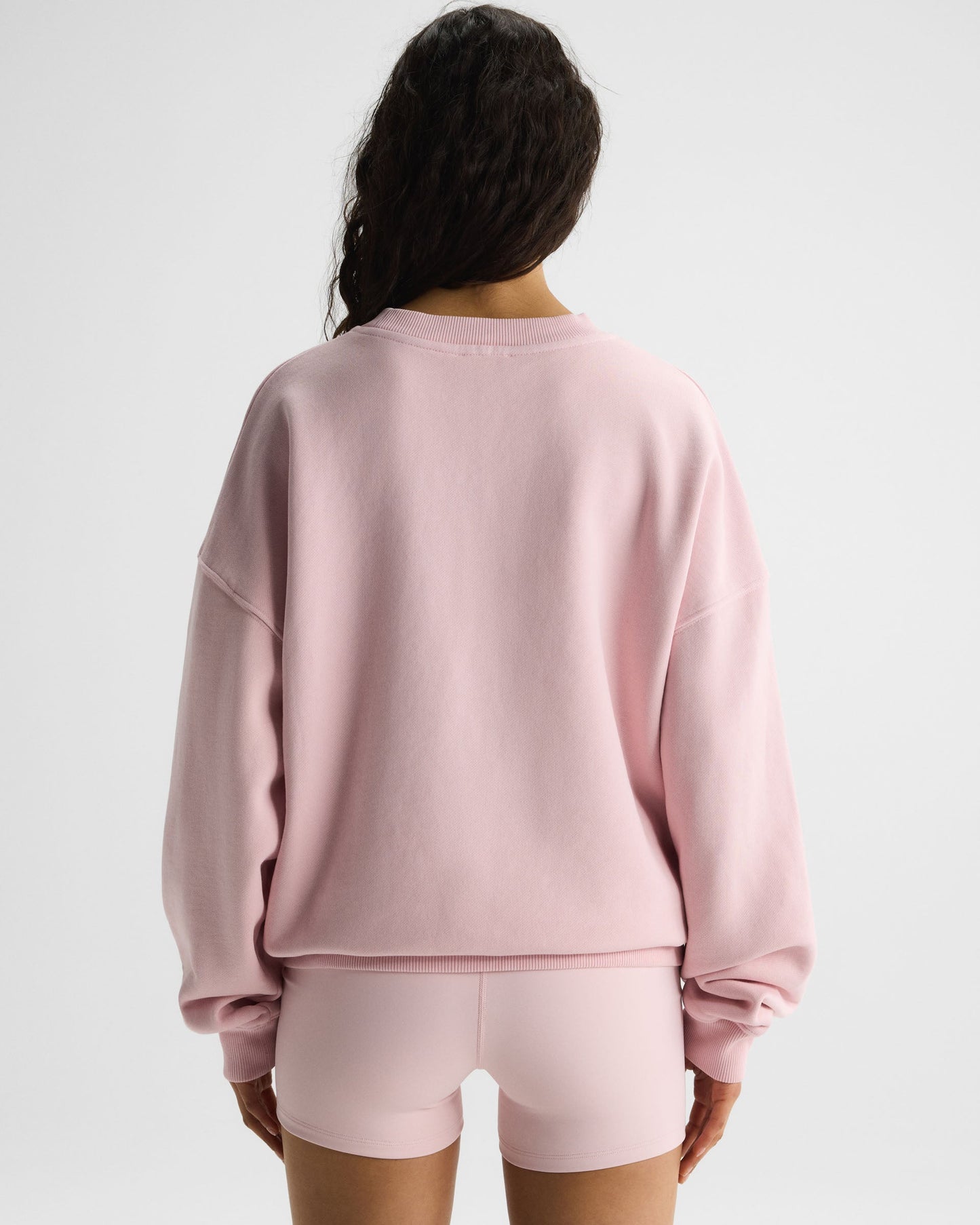 Varsity Applique Washed Oversized Sweatshirt - Soft Pink