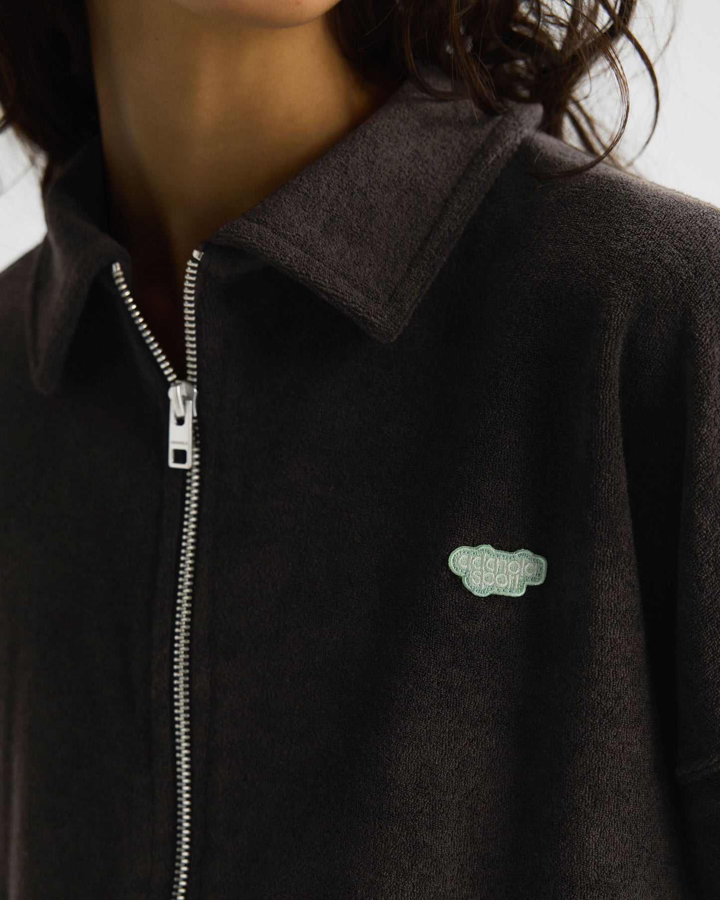 Terry Towelling Tie Hem Jacket - Coffee Bean
